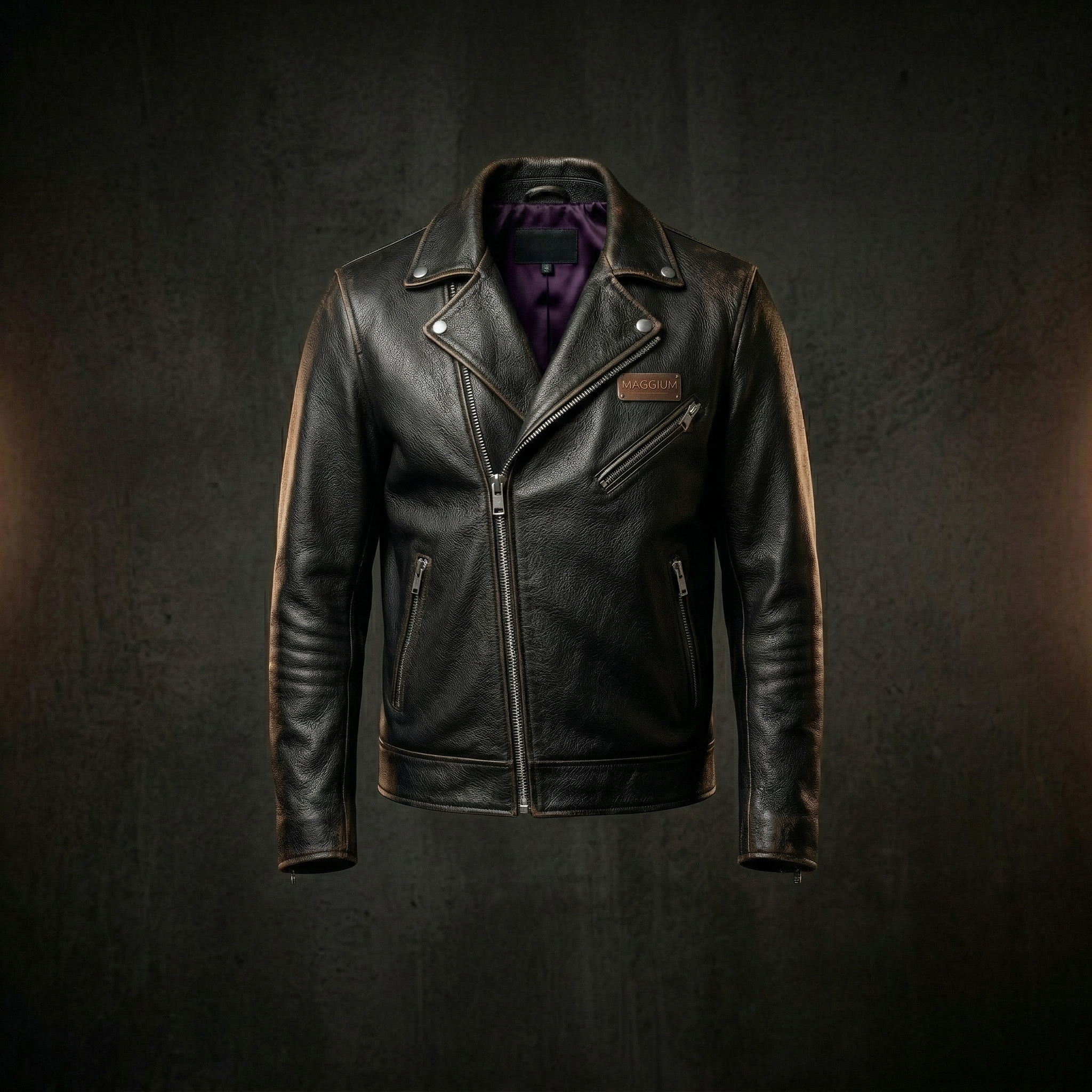 Jaqueta de Couro Preta Maggium