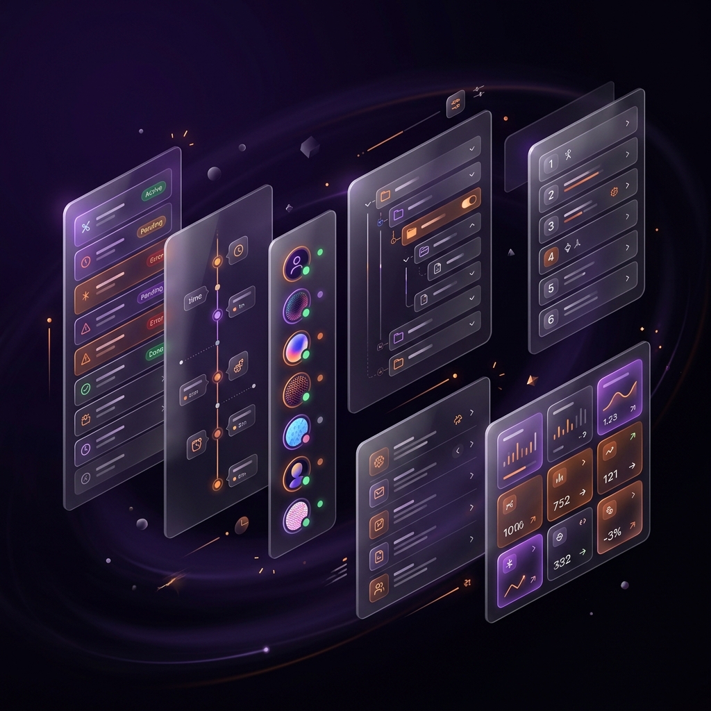 Composi&ccedil;&atilde;o 3D de componentes de lista