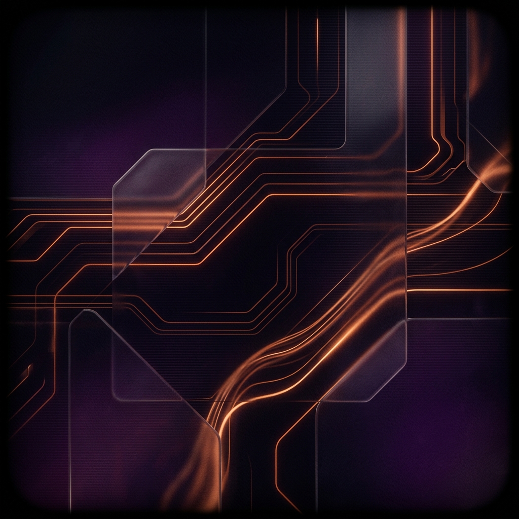 Composi&ccedil;&atilde;o VFX: grain, glow neon, blur e scanlines em paleta roxa e laranja